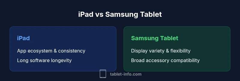 Infographic comparing iPad and Samsung tablet features