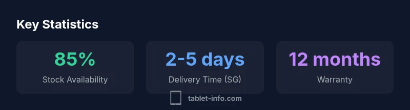 Infographic showing stock, delivery time, and warranty for iPad purchases in Singapore
