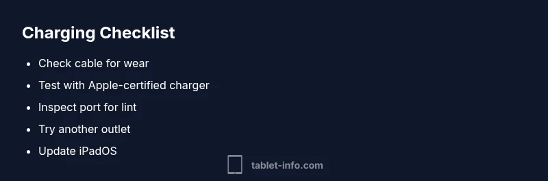 Checklist infographic for iPad charging issues