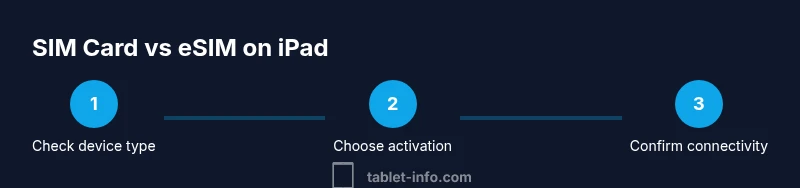 Process diagram showing SIM tray vs eSIM activation on iPad
