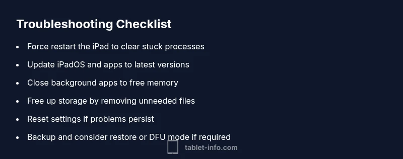 Checklist infographic for fixing iPad freezes