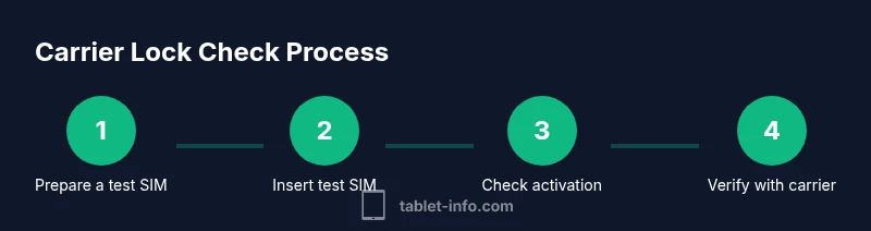Infographic showing a four-step process to check iPad carrier lock