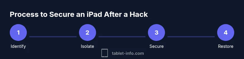 Process infographic showing steps to secure an iPad after hack