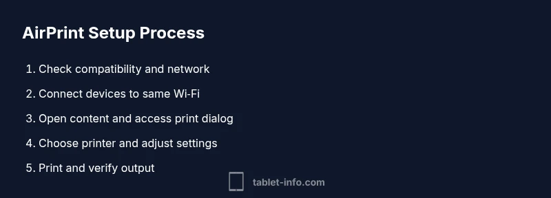Process diagram showing steps to print from iPad to AirPrint printer